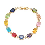 ( Golden color)bronze embed zircon bracelet lady chain fashion Round colorful diamond occidental style
