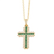 ( green)occidental style cross necklace samll embed color zircon gilded clavicle chainnkb