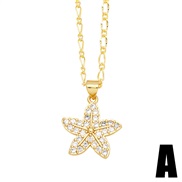 (A) starfish pendant necklace occidental style fashion all-Purpose embed zircon clavicle chainnkb