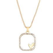 (KCgold      K 2  ) square love necklace woman ins wind creative diamond geometry heart-shaped clavicle chain