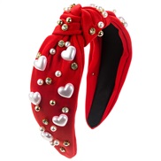 ( red)occidental style fashion trend love Pearl Headband woman width all-Purpose high
