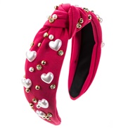 ( rose Red)occidental style fashion trend love Pearl Headband woman width all-Purpose high