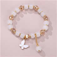 (BZ1998baise) occidental style woman bracelet butterfly pendant crystal beads multicolor fashion temperament