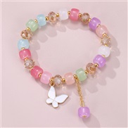 (BZ1998caise) occidental style woman bracelet butterfly pendant crystal beads multicolor fashion temperament