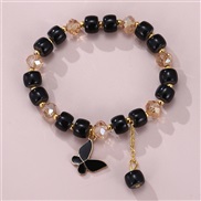 (BZ1998heise) occidental style woman bracelet butterfly pendant crystal beads multicolor fashion temperament