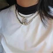 ( Silver)occidental style exaggerating personalityU flash diamond splice chain Collar chain