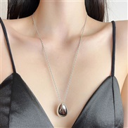 ( Silver) retroV wind surface drop pendant necklace high sweater chain chain