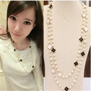 (4  black and white)sweater chain long style Korea Japan and Korea Autumn and Winter all-Purpose Korean style rose gold
