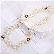 (7 black and white Flower  white)sweater chain long style Korea Japan and Korea Autumn and Winter all-Purpose Korean st