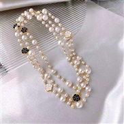 (8   white)sweater chain long style Korea Japan and Korea Autumn and Winter all-Purpose Korean style rose gold four clo