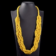 ( yellow)retro ethnic style Bohemia Coir long style lady color handmade weave beads necklace