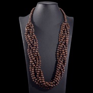 ( Brown)retro ethnic style Bohemia Coir long style lady color handmade weave beads necklace