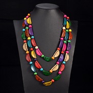 ( Mixed color)occidental style ethnic style multilayer Coir necklace woman Bohemia handmade weave pendant long style co