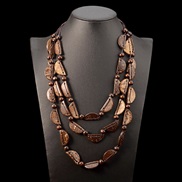 (coffeeg )occidental style ethnic style multilayer Coir necklace woman Bohemia handmade weave pendant long style color 