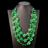 ( green)Bohemia ethnic style necklace Coir pendant color multilayer retro handmade weave long necklace woman