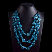 ( blue)Bohemia ethnic style necklace Coir pendant color multilayer retro handmade weave long necklace woman