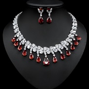 ( red)  occidental style tassel necklace drop earrings luxurious set
