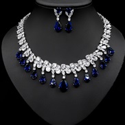 (blue zircon gold Suit )  occidental style tassel necklace drop earrings luxurious set