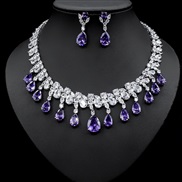 (purplegold Suit )  occidental style tassel necklace drop earrings luxurious set
