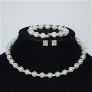 (XL 2143  Silver) multilayer Rhinestone Collar zircon ear stud two set bride clavicle chain necklace