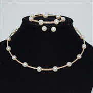 (XL 2142  Gold) multilayer Rhinestone Collar zircon ear stud two set bride clavicle chain necklace