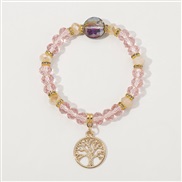 (Ligh  Pink)occidental style spring summer leisure  personality crystal Life tree beads bracelet
