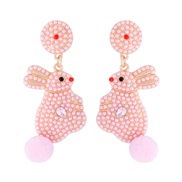 ( Pink)occidental style samll rabbit earring lovely girl ear stud Pearl rabbit retro earrings