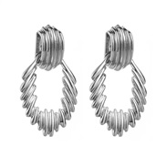 ( Silver)occidental style exaggerating trend Alloy silver earrings woman wind Metalearrings