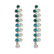 (blue green )earrings occidental style fashion retro palace wind fully-jewelled Pearl earrings woman long style multila