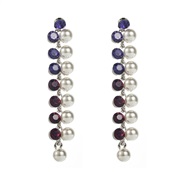 ( sapphire blue )earrings occidental style fashion retro palace wind fully-jewelled Pearl earrings woman long style mul