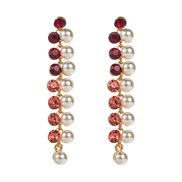 ( pink )earrings occidental style fashion retro palace wind fully-jewelled Pearl earrings woman long style multilayer t