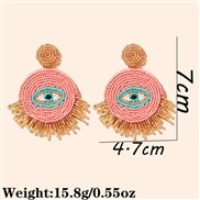 ( Pink) Round eyes beads earrings  occidental style fashion exaggerating lady tassel