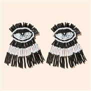 (black and white) beads eyes tassel earrings  occidental style wind fashion lady earrings