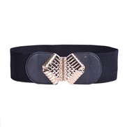 ( black)lady belt fashion Rhinestone mosaic ornament pattern Metal buckle elasticity samll