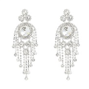 ( Silver)earrings earrings occidental style Earring woman Rhinestone flowers tassel claw chain style bride