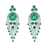 ( green)earrings earrings occidental style Earring woman Rhinestone flowers tassel claw chain style bride