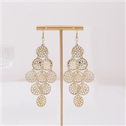 (E2563)occidental style leaves hollow earrings  ethnic style multilayer geometry rhombus Round butterfly long style tas