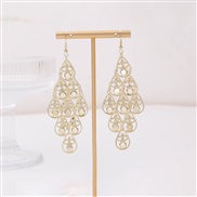(E2144 2)occidental style leaves hollow earrings  ethnic style multilayer geometry rhombus Round butterfly long style t