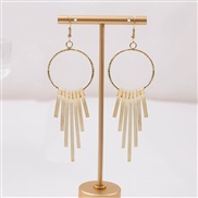 (E2147 4)occidental style multilayer Round hollow earrings   Metal wind Round triangle long style tassel earring woman