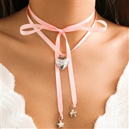 ( Pink 6267)occidental style sweet personality love pendant necklace woman  belt Collar