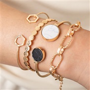 (sku91 7)occidental style fashion  creative retro embed marble geometry chain bracelet set