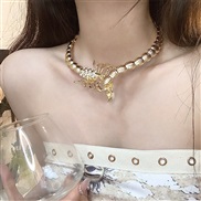 ( Gold)occidental style exaggerating Metal bamboo Collar woman punk windchocker vertical Stripe chain necklace