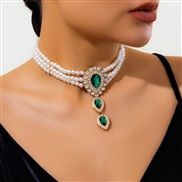 occidental style  retro wind beads chain  imitate Pearl Rhinestone fashion Collar