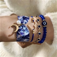 (25819 blue) Bohemia personality eyes bracelet set  beads eyes multilayer bracelet