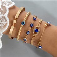 (258 2 gold) Bohemia personality eyes bracelet set  beads eyes multilayer bracelet