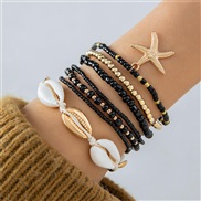 (25134 black)  Bohemia wind Shells beads weave bracelet wind starfish beads
