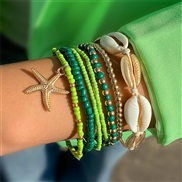 (25134 green)  Bohemia wind Shells beads weave bracelet wind starfish beads