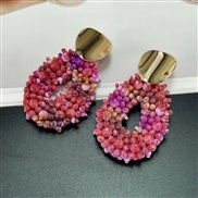 (purple)occidental style Double surface drop glass beads earrings  fashion exaggerating lady earring