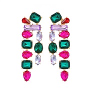 (green red color )earrings occidental style earrings colorful diamond Earring lady wind fully-jewelled exaggerating ear