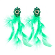 ( green)spring feather earrings occidental style Earring woman Bohemia ethnic style exaggerating